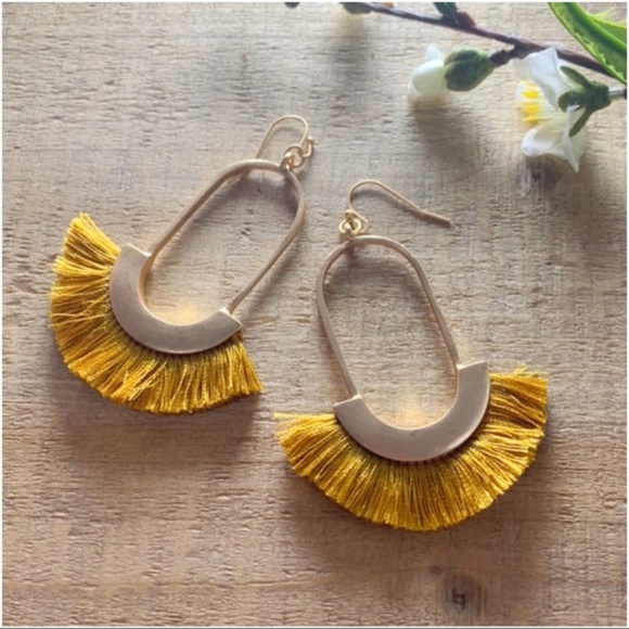 Jewelry - LAST PAIR! Mustard Fringe Earrings